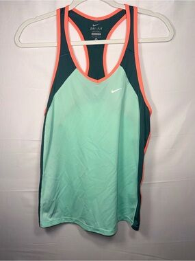 Nike Dri-Fit Women Green/Teal athletic Activewear Razorback Tank Top Size Medium